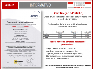 RECERTIFICAÇÃO SASSMAQ